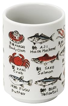 魚の絵柄 陶器 湯呑み Amazon｜かじゅあるらいふ(Kakuni)美濃焼 面取 寿司湯呑 魚字